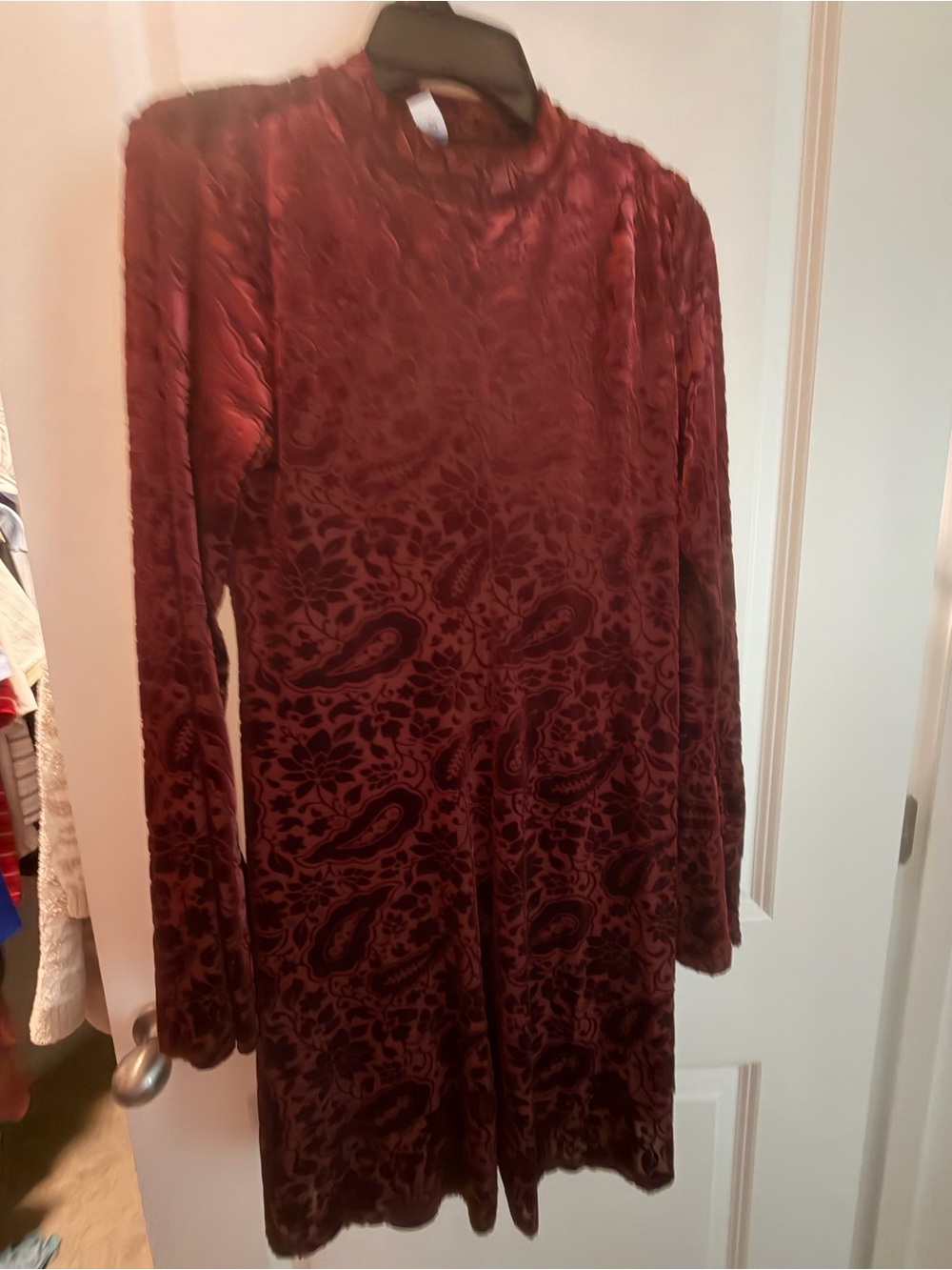 Old Navy Burgundy Velvet Burnout Midi Dress
